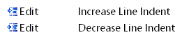 Increase / decrease indent